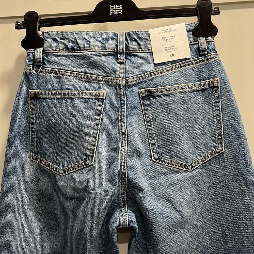 NWT 90’s Straight High Waist rhinestone embellished H&M cotton button fly jeans - Picture 6 of 7